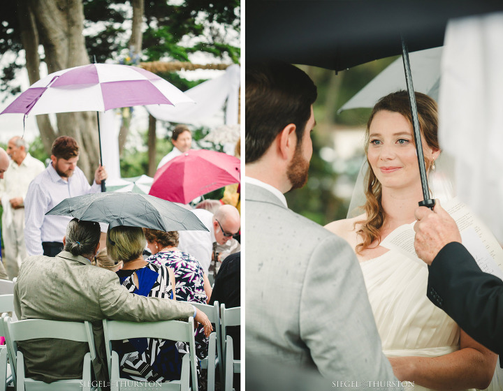 rainy umbrella wedding ceremony san diego california