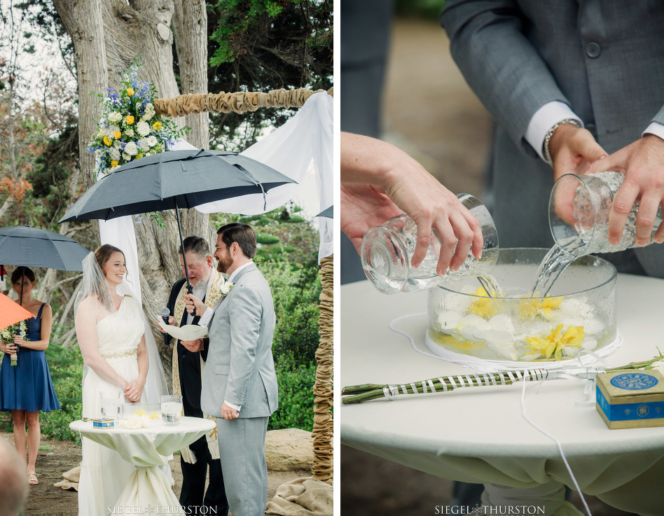 rainy umbrella wedding ceremony san diego california