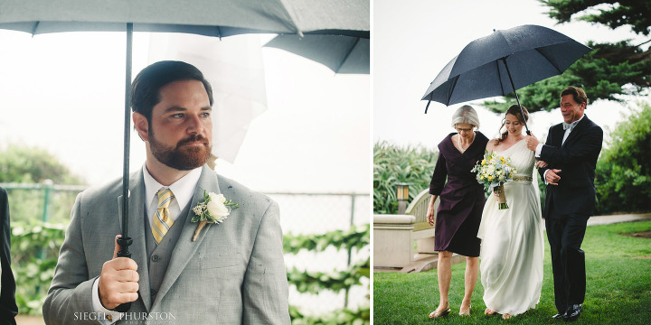 rainy umbrella wedding ceremony san diego california