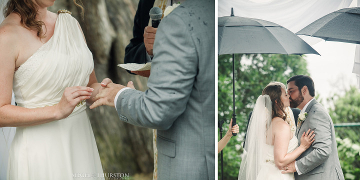 rainy wedding ceremony californai