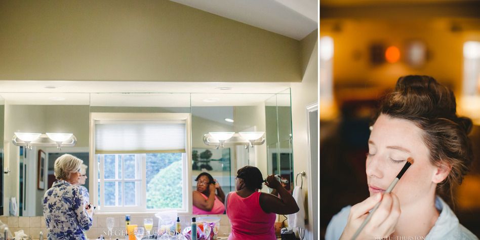 girls getting ready in the bathroom la jolla wedding