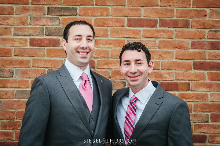 Groomsmen portraits at old brick building in Dallas Texas