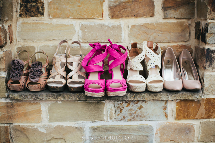 pink and blush bride and bridesmaid shoes