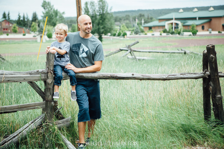 cute portraits with a little red barn up in the white mountains of arizona