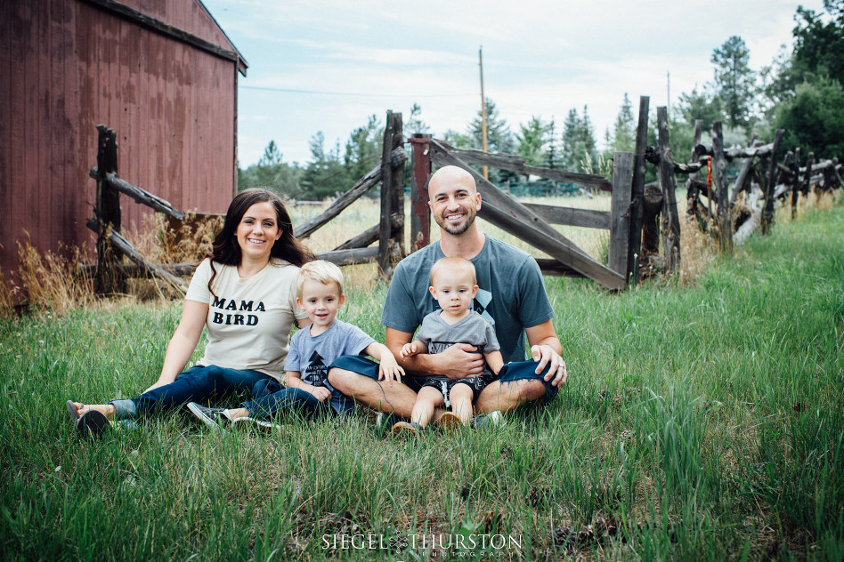 cute portraits with a little red barn up in the white mountains of arizona