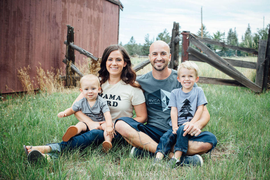 cute portraits with a little red barn up in the white mountains of arizona