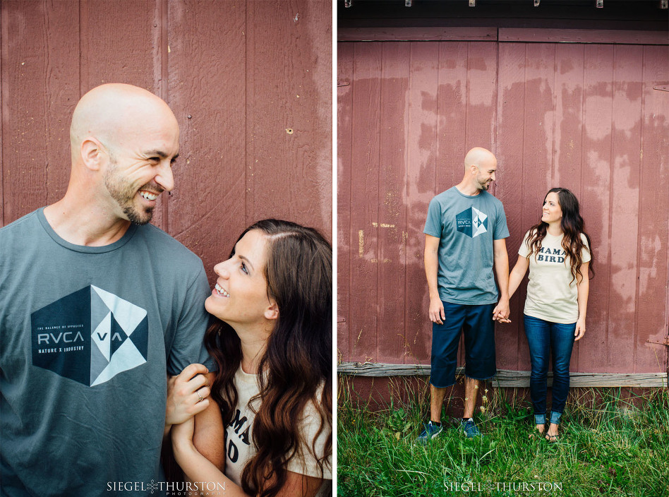cute portraits with a little red barn up in the white mountains of arizona