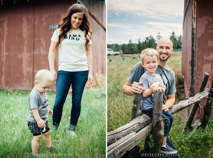 cute portraits with a little red barn up in the white mountains of arizona