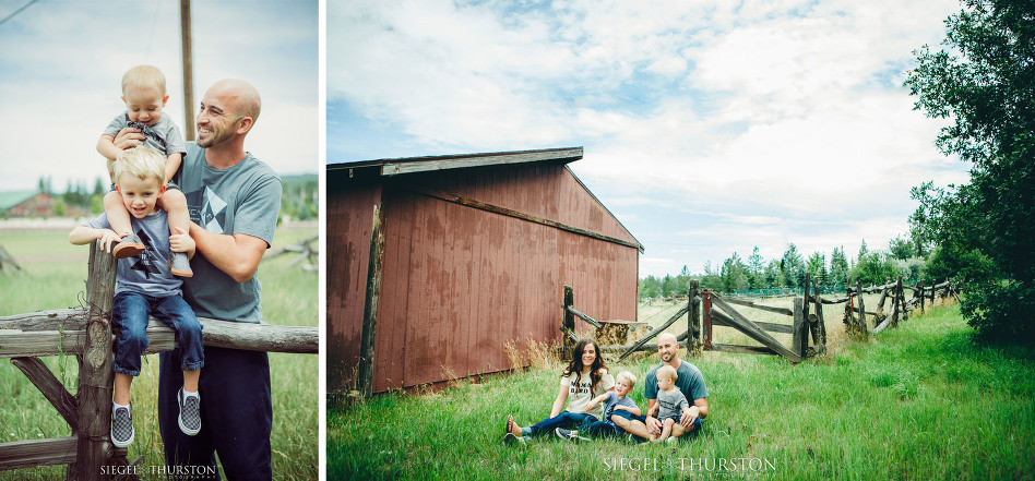 cute portraits with a little red barn up in the white mountains of arizona