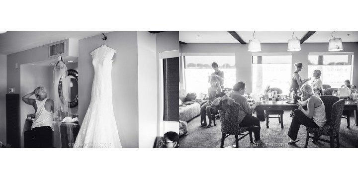 bride getting ready for her indian american wedding in the bridal suite of The Dana on Mission Bay