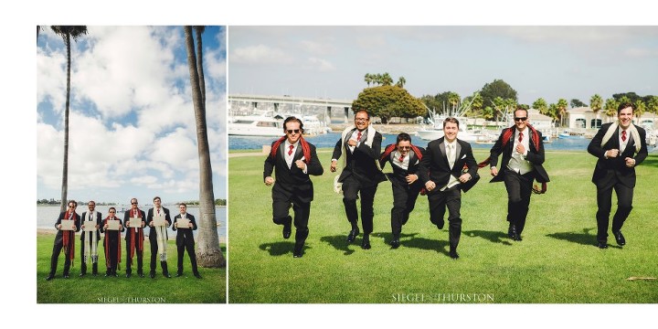Fun groom and groomsmen photos mission bay wedding