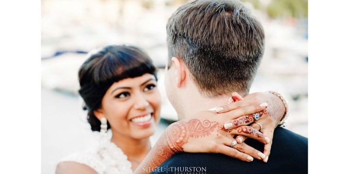 Multicultural wedding Indina American Wedding portraits down on the Marian at The Dana on Mission Bay