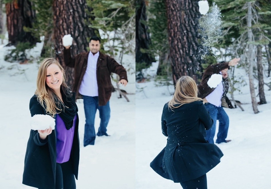 snowball fight engagement photos