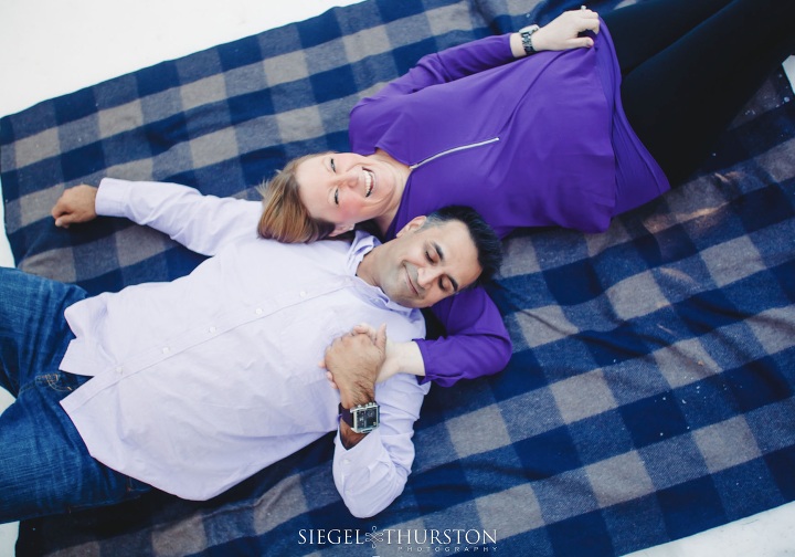 plaid blanket winter engagement photos