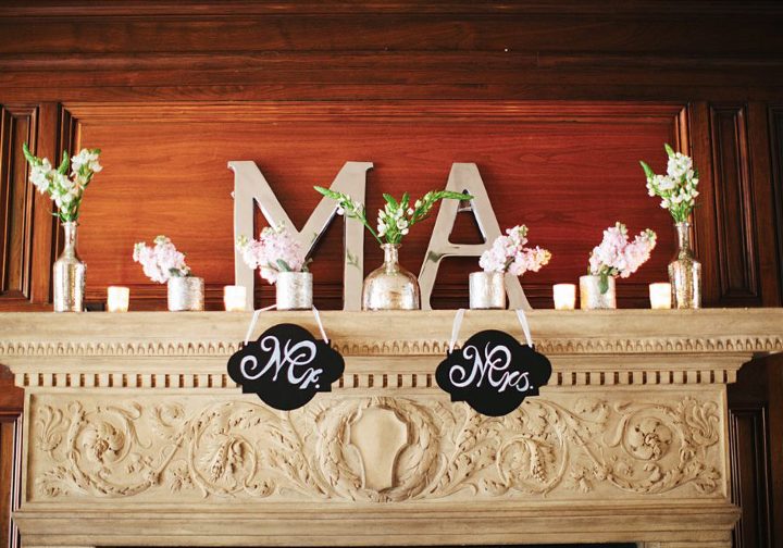 handmade mr and mrs wedding reception signs