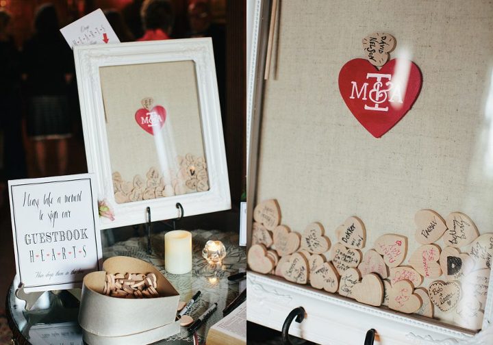 Wooden hearts wedding guest book