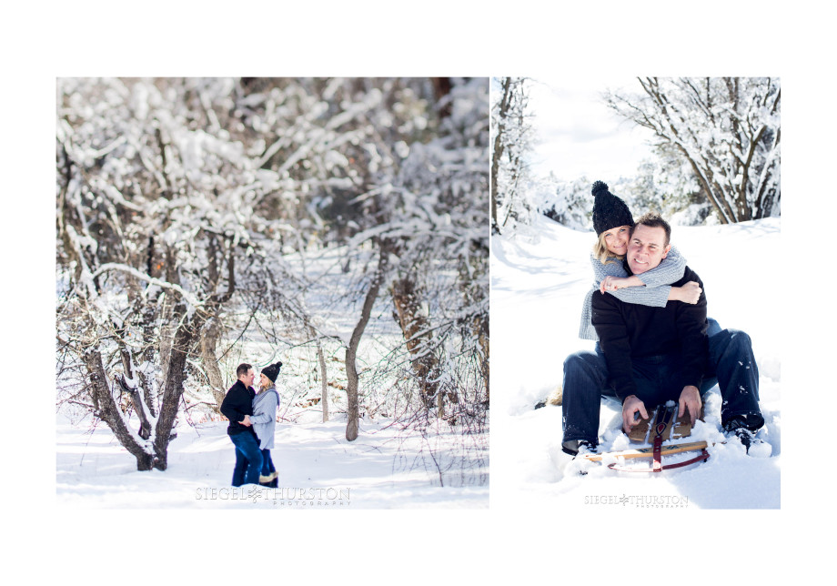 cute winter snow engagement photos