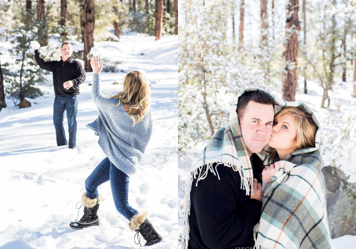 fun snow engagement shoot 