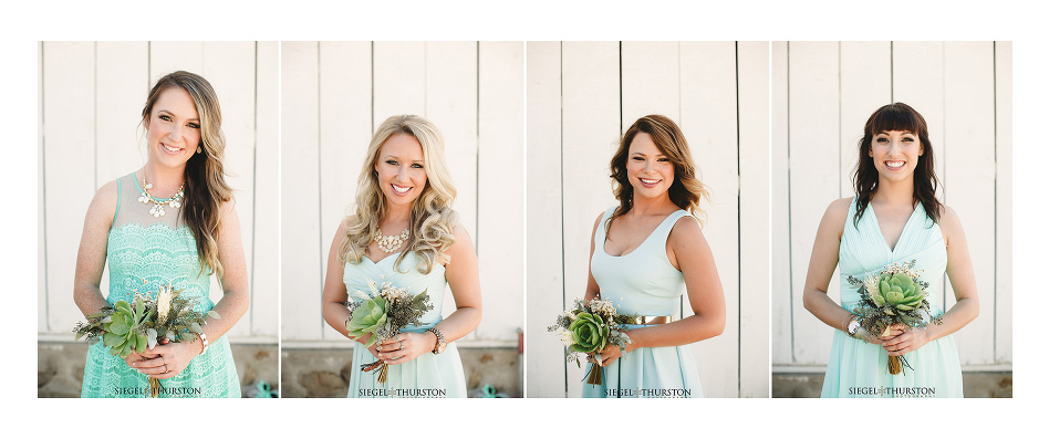 bridesmaids in mint dresses southern california ranch wedding