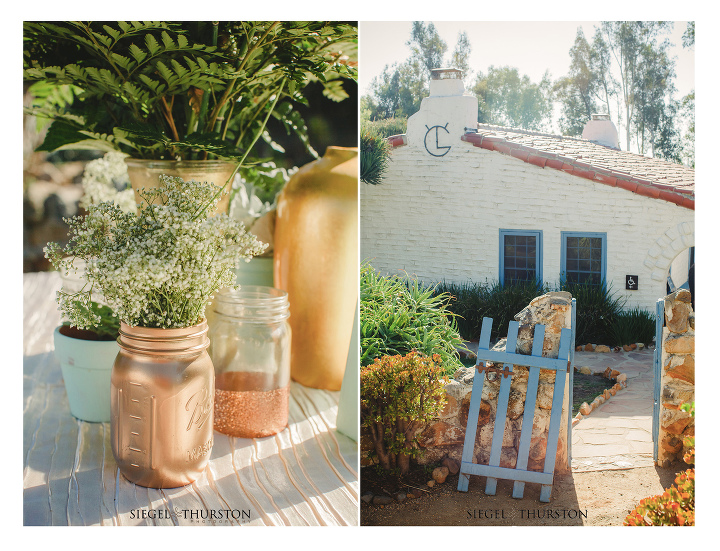 mason jars and babys breath wedding details at southern california ranch wedding